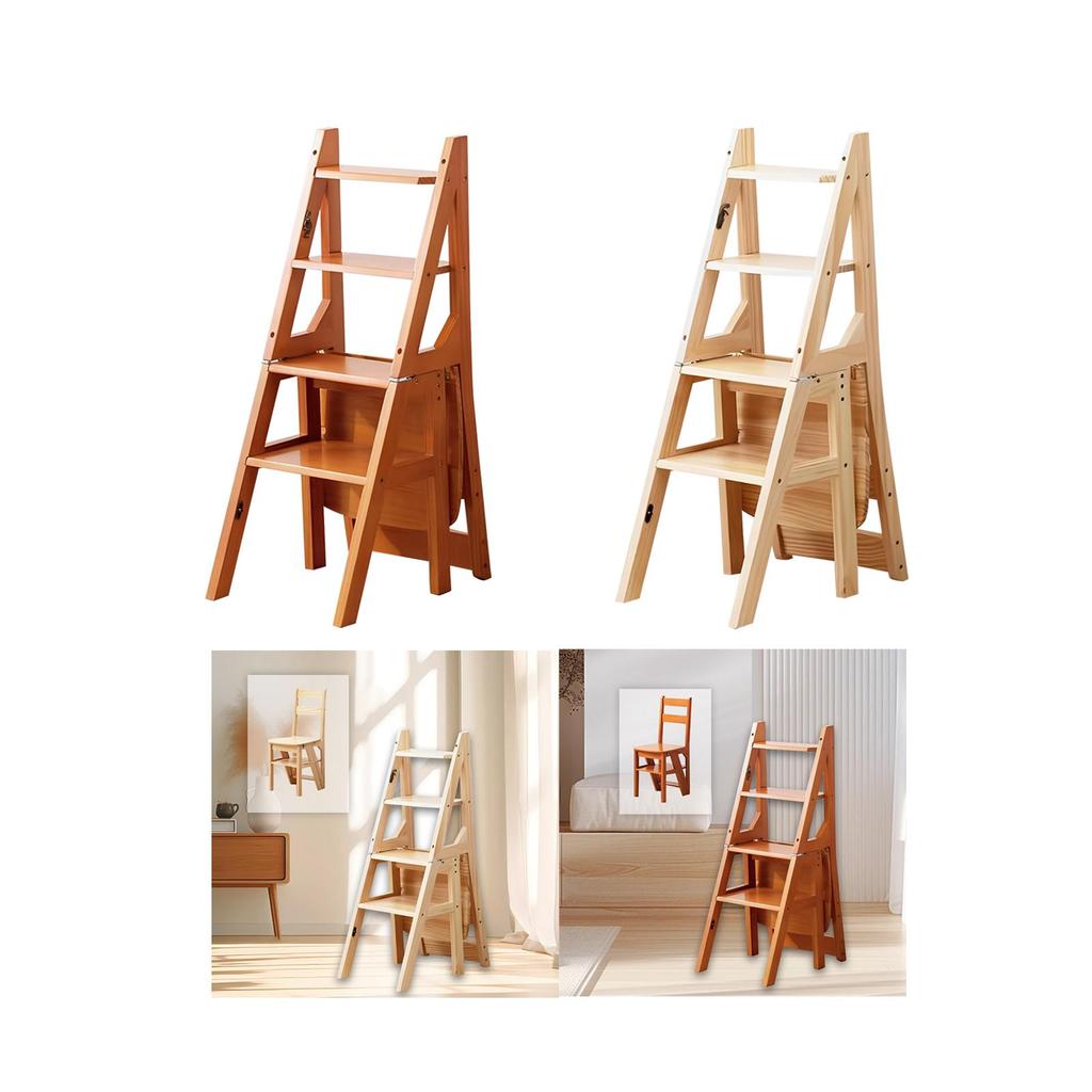 Folding Step Ladder Chair Library Stair Chair for Kitchen Living Room Yard