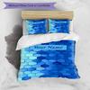 3PC Custom Name Blue Hexagon Bedding Set Duvet Cover Closure Includes 1 Duvet Cover & 2 Pillowcases for Bedroom