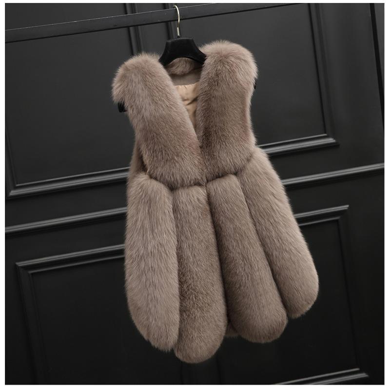 Autumn and Winter New Fox Hair Medium and Long Fur Vest Women's Casual Warm Imitation Fur Coat