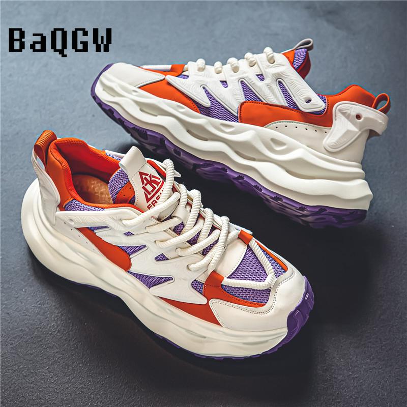 Color Block Design Men Height Increasing Shoes Luxury Casual Sneakers Men Platform Trainers Fashion Thick Sole Sneakers Man