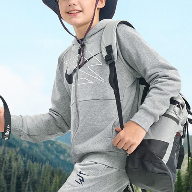 Nike Sweatshirt Versatile Comfortable Soft Solid Color Kids Tops Rock-Gray N32512367GS-001