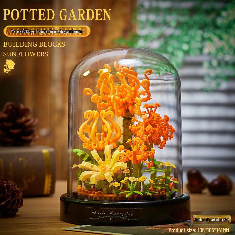 Belledi Eternal Flower Building Blocks: Handmade Educational Toy Bouquet for Valentine's Day Gift