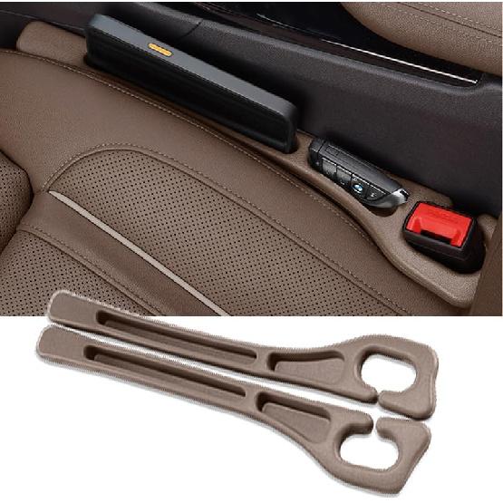 Car Seat Gap Filler Organizer Universal Fit Car SUV Truck Console Side Plug Strip Stopping Phone Key From Falling, Pack Of 2 (Beige)