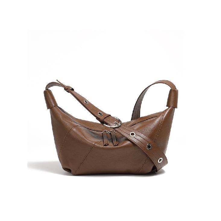 Fashion Trend Underarm Women's Bag Top Layer Cowhide Texture Single Shoulder Crossbody Bag Niche Design Genuine Leather Handbag