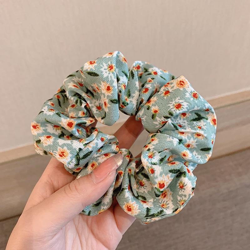 Korean Style Spring/Summer Floral Intestine Hair Scrunchie for Women – Elegant Ponytail Tie and Mori Girl Accessory.