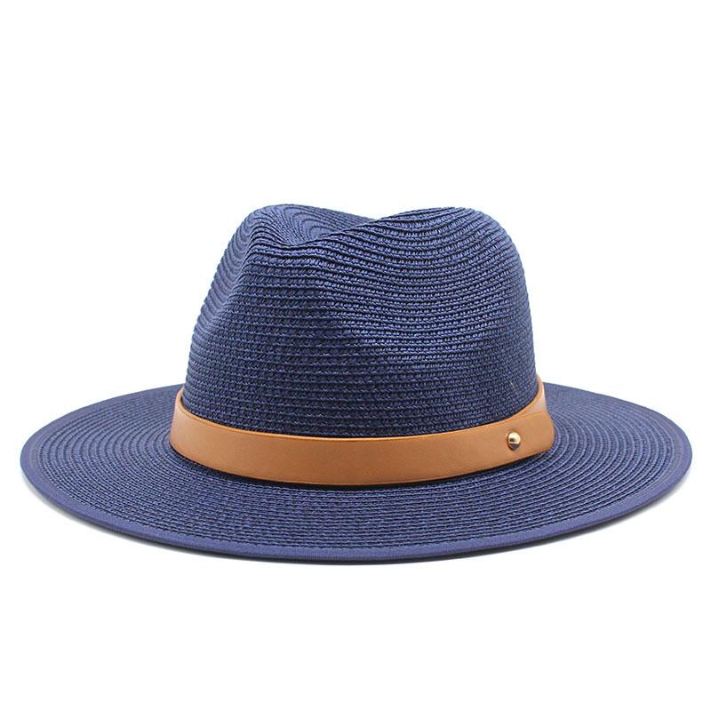Men'S Jazz Rim Hat Summer Travel Vacation Beach Hat Sun Hat Panama Rim Hat