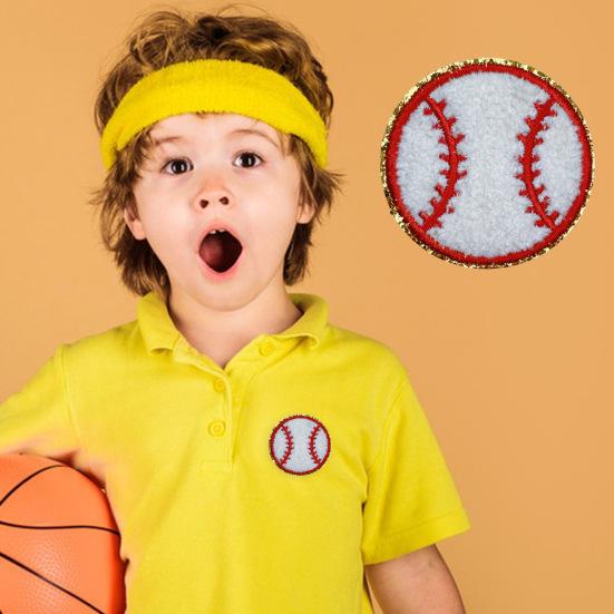 Iron-on Baseball Embroidered Patch Sticker Tear-Resistant Wrinkle-Free Football Volleyball Basketball Applique Patches with Hot Melt Adhesive