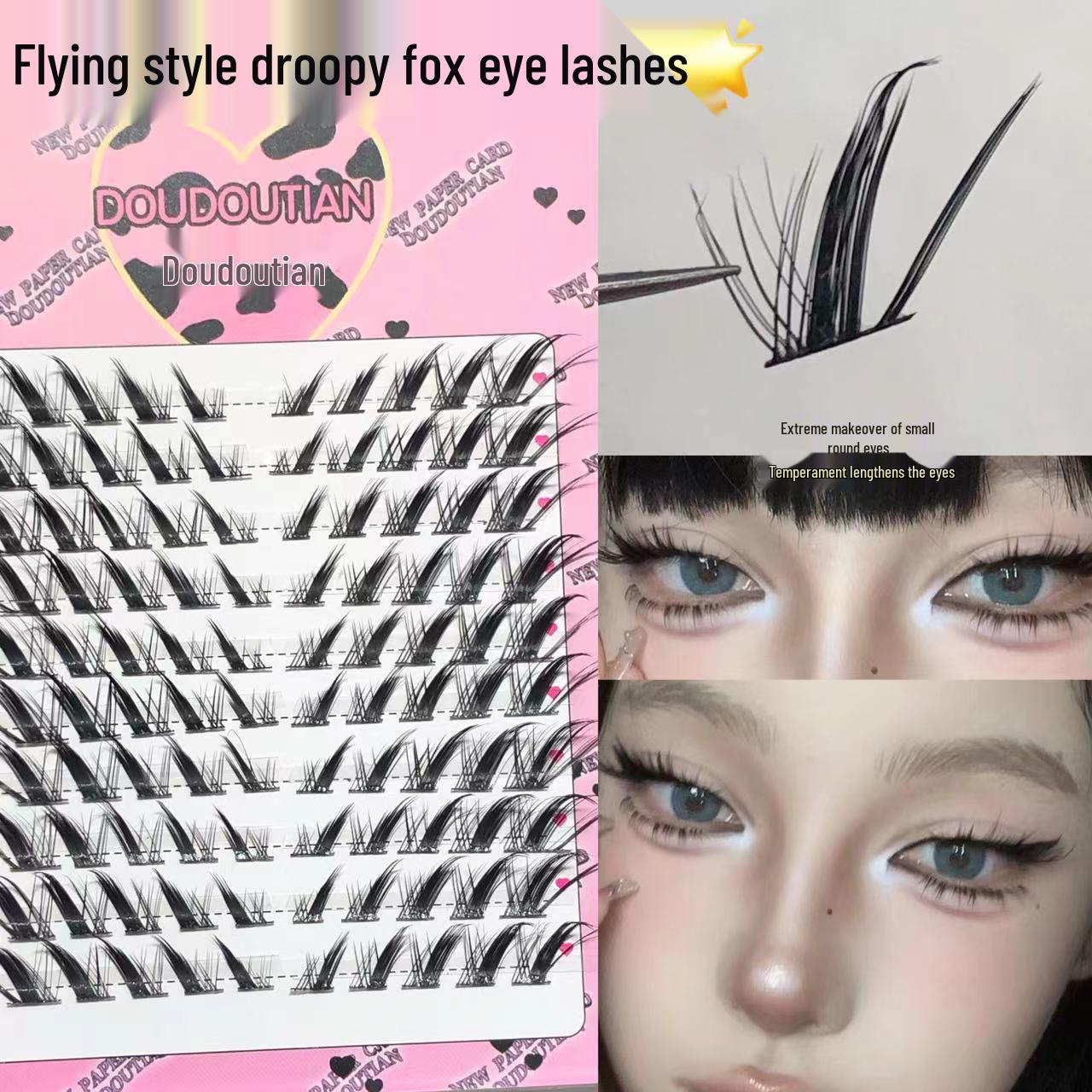 

Sweet Flying Fox Eye False Eyelashes - Dense, Segmented, Tail-Lengthening Style