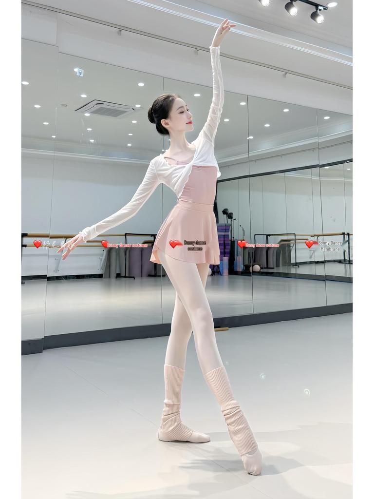 Women's Ballet Dancewear Long Sleeve Mesh Crossover Top - Yoga, Classical, Modern Practice & Sun Protection Shirt
