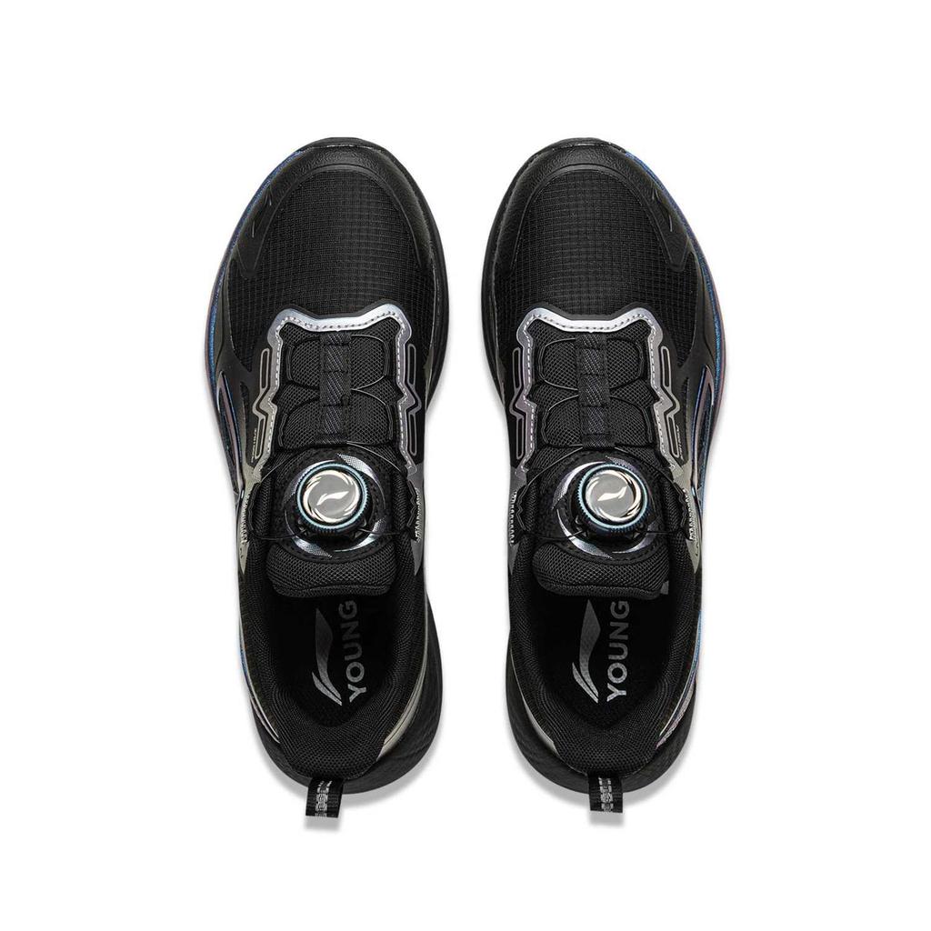 Li Ning Kids Running Shoes Comfortable Soft Skin-Friendly Breathable Low-Top Kids Sneakers Black YKFV006-1