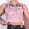 Canotta da uomo in pizzo floreale Rete trasparente Elastica Trasparente Gilet Biancheria intima da notte Erotica Imbracatura sessuale Corpo muscoloso Petto