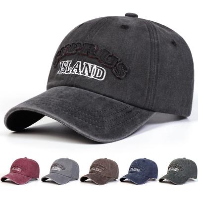 Unisex Letter ISLAND Embroidery Cotton Baseball Cap Men Outdoor Washed Hats Women Soft Top Casual Hat Travel Caps Accessories