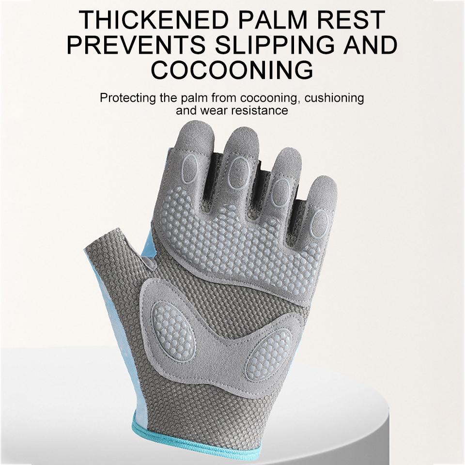 Gobygo Summer Half Finger Gloves Anti-Slip Breathable Shock-Absorbing Elastic Half Gloves Ladies Fitness Yoga Outdoor Cycling