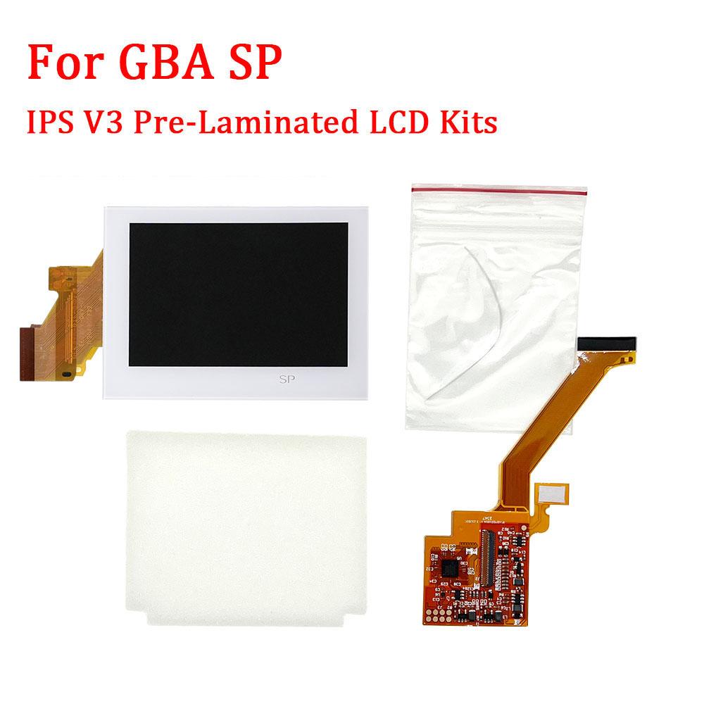 Pre Laminated IPS V4 LCD Full Screen Kits for GBA SP IPS V4 Screen High Brightness Backlight LCD Kits with Glass Lens For GBASP White-IPS V3 LCD