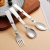 Stainless Steel Folding Spoon Outdoor Camping Picnic Fork Spoon Multifunctional Portable Mini Fork Spoon Camping Equipment Tools