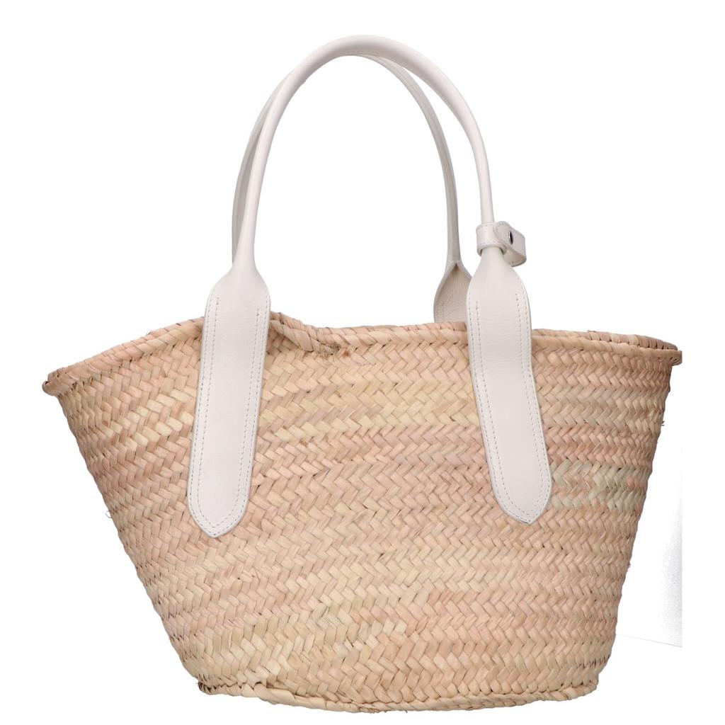 J&MDavidson BASKET M Raffia/Leather Basket Bag Tote Bag Natural / whiteUsed