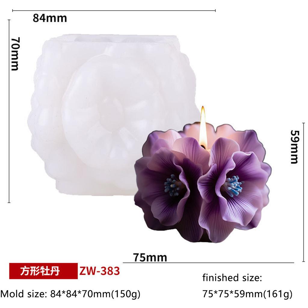 Fyrkantig Hortensia Aromaterapi Ljus Silikonform DIY Pionblomma Silikonform Kreativ Aromspridare Prydnad