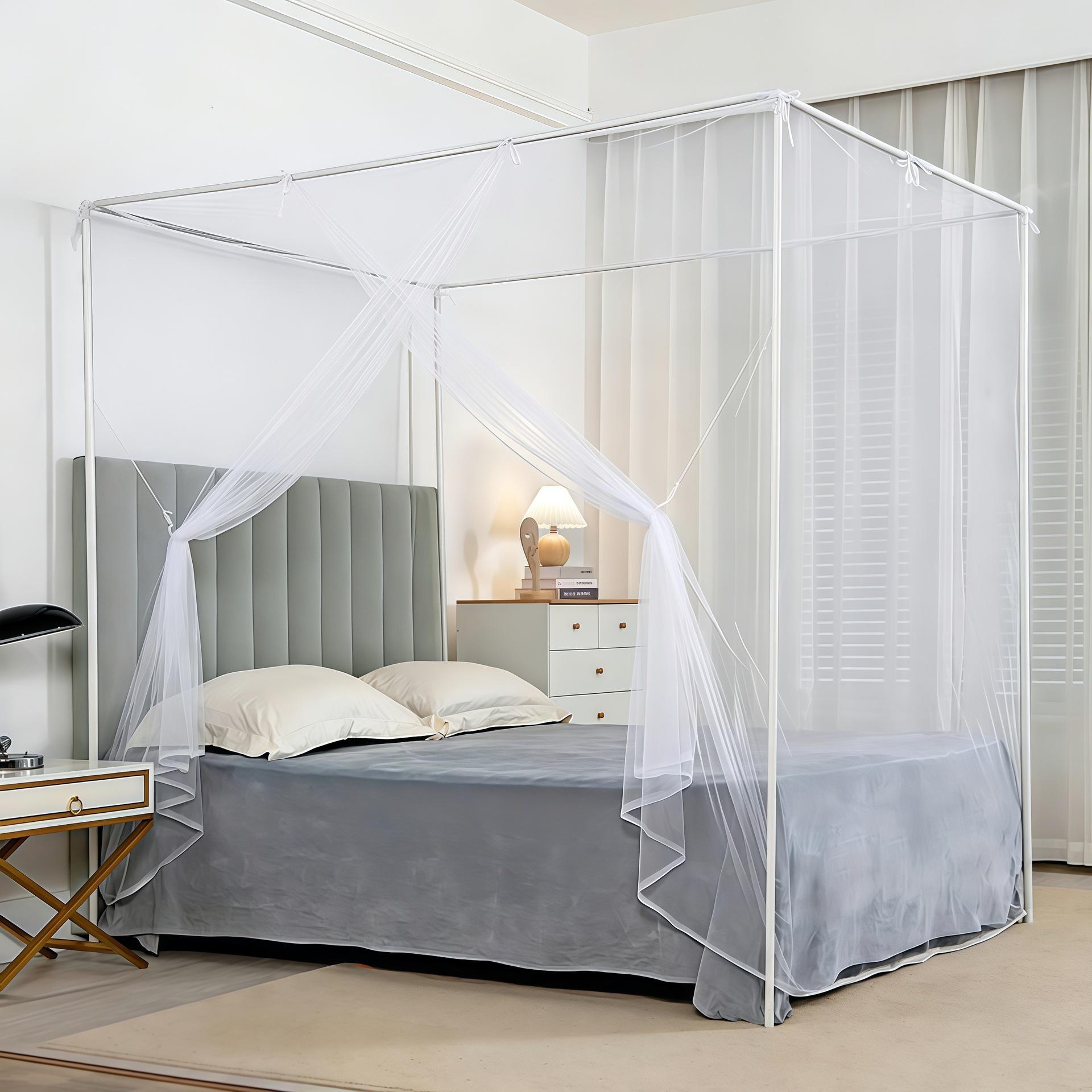 Otthoni Palota Hercegnő Stílusú Álló Kétszemélyes Ágy Szúnyogháló - Megvastagított Sátor Géz For Bed Width 1.0m x Length 2.0m white