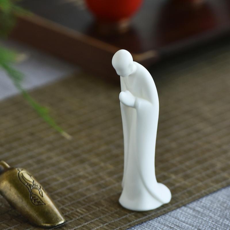 Bonsai ornaments, Zen monks, ceramic white porcelain figures, Buddhist micro landscape decorations, home decor