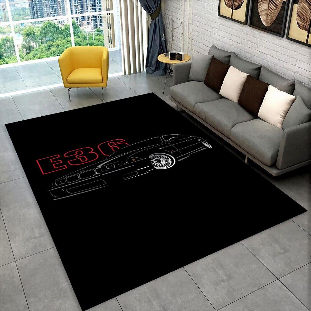 3D E36 Racing Car Motorcycle Rug Carpet for Living Room Bedroom Decor,kids Play Non-slip Decoration for Sofa Doormat Gift