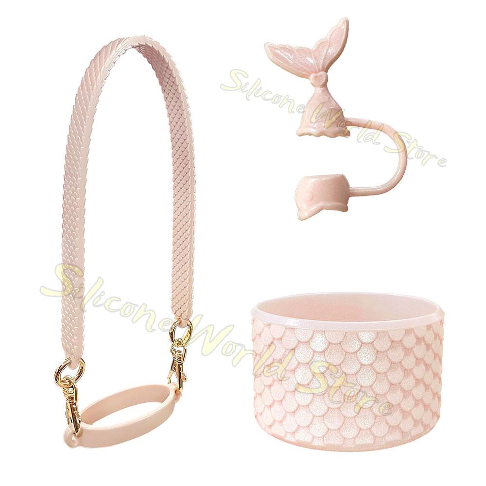 SW 3PCS Cup Accessories Set for Stanley Silicone Straw Cover Cap Cup Boot Sleeve Cups Hanging Rope Water Bottle Handle Strap
