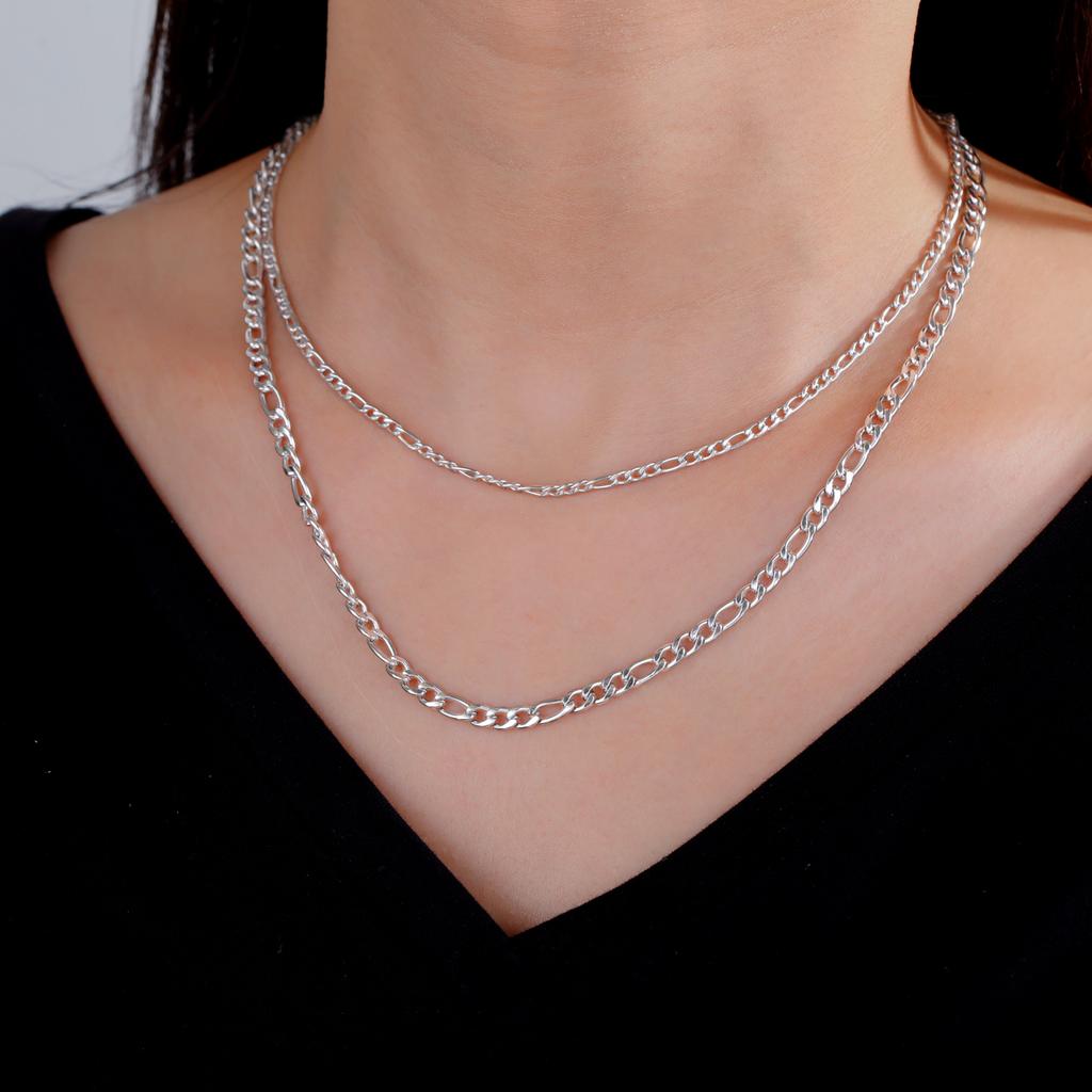 Collier chaîne Figaro Teamer pour Hommes Femmes Basique Punk Couleur Or Acier Inoxydable Long Collier Chokers Hommes Hip Hop Bijoux Cadeaux