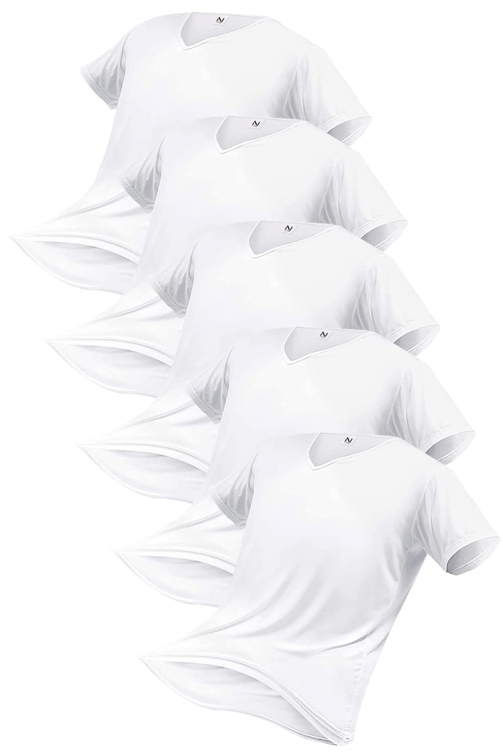 

Короткие Антибактериальные и Удивительно Мягкие на Ощупь [NOSTEEZ] Мужские Майки, Набор из 5 штук, Рукав, V-образный вырез, Устойчивые, Белые, (Белый, Л) белый