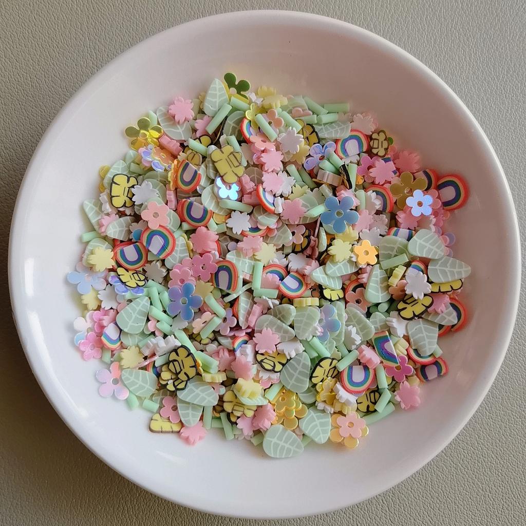 500g Flower Leaves Polymer Clay Sprinkles Rainbow Sunflower Glitter Sequin for DIY Crafts Nail Art Decoration Slime Filling