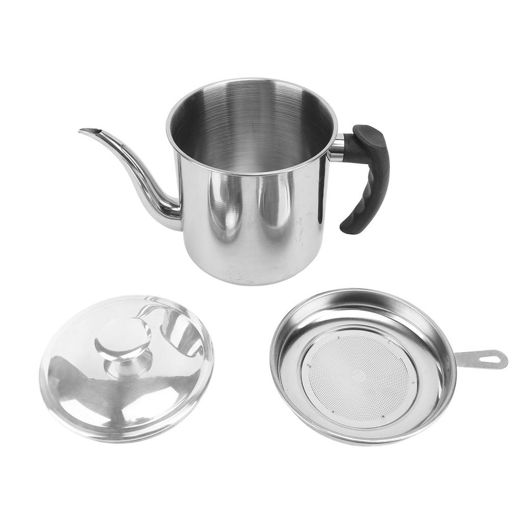 Grease Container With Strainer for Kitchen 1.4L 410 Stainless Steel Thicken Household Large Capacity