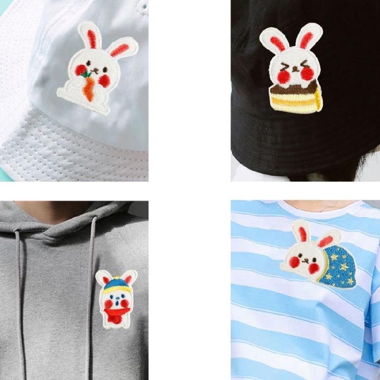 6 Pcs Embroidered Patches Cartoon Rabbits Sewing Patches Iron On Patches Decorative Patches Sew On Patches for Clothes