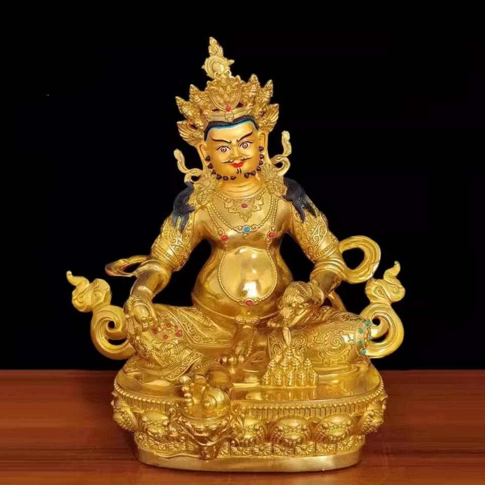 Feng Shui Copper Yellow God of Wealth Statue Buddha Tantric Home Living Sculptures