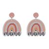 2023 Mother's Day Rainbow Wood Pendant Earrings - Holiday Party Jewelry