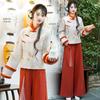 Winter Retro Chinese Style Velvet Tang Suit Cheongsam Hanfu Two-Piece Set