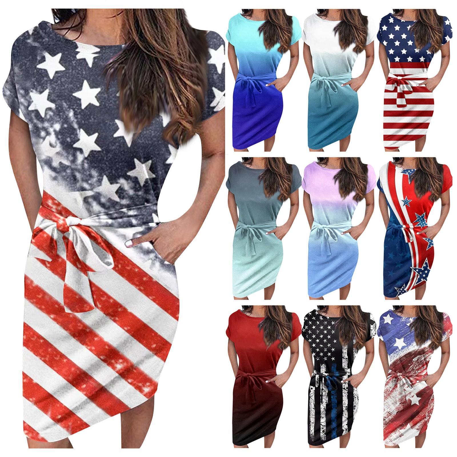 

(Куниде) Женское градиентное независимое дневное платье с круглым вырезом и коротким рукавом, облегающее сексуальное повседневное платье с поясом