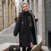 Damen Winterjacke 2026 Winter Damen Lange Jacke Kariert Revers 2 Taschen Verdicken Warme Baumwolljacke Damen Damenjacke