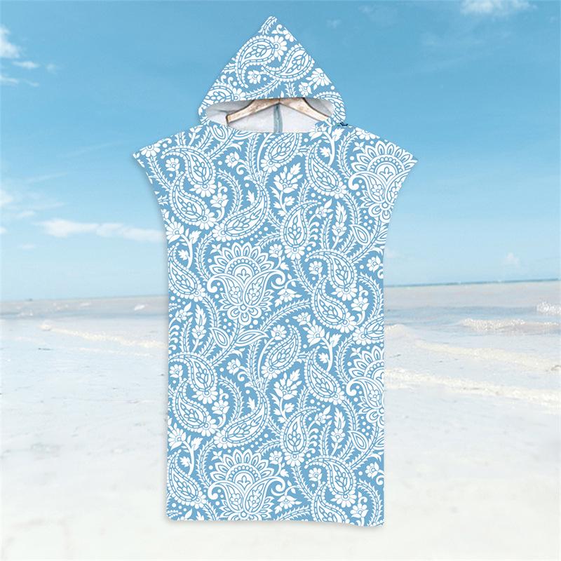 Microfiber Quick-Dry Hooded Beach Poncho Bathrobe for Adults