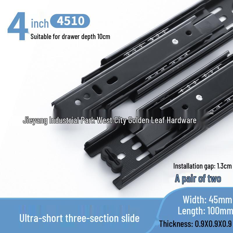 Super Short 3-Section Drawer Slides 4-6 Inch for Vanity & Jewelry Trays