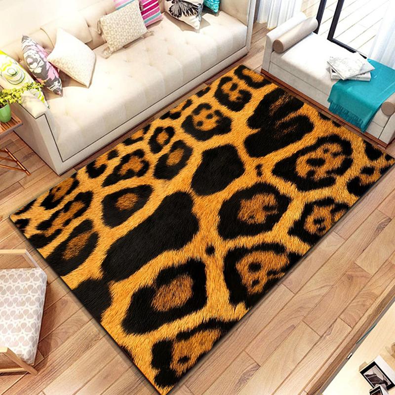 Leopard Print Printed Texture Fur Carpet For Living Room Panther Wild Tiger Lion Area Large Rug Non Slip Bathmat Home Decor Mat