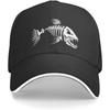 Skeleton Fish Graphic Trucker Hat Baseball Cap Black Polyester Outdoor Travel Unisex Adult Cap