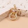 Elegant Fox Pendant Necklace with Red Diamonds and Copper Electroplating