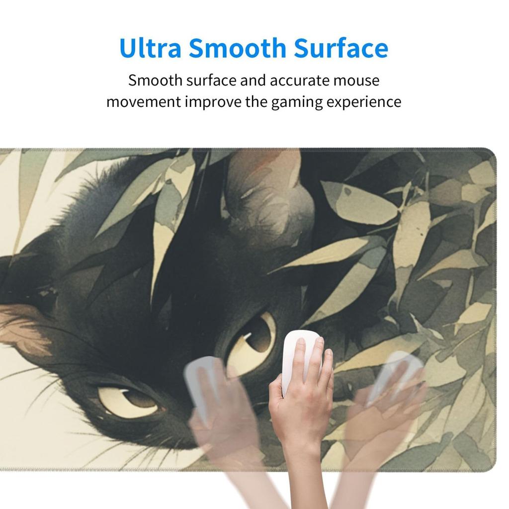 Mouse Pad Large Gaming Anime Cat Japanese Style Cat Japanese Pattern Mouse Mat Desk Mat Extra Large Large Keyboard Pad Rubber Sole ELECOM Optical