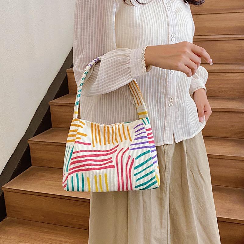 Spring New Trend Stripes Are Beautiful, Light, Fashionable and Simple, Shoulder Underarm Bag, Portable Tote Bag