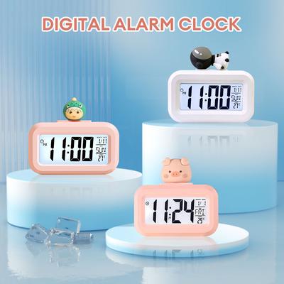 Kawaii LED Digital Clock Cute Rome Decor Cartoon Pig Alarm Clock with Night Light Room Cute Watch Bedroom Bedside Ornaments