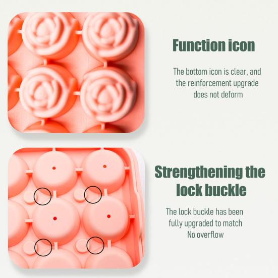 Rose Silicone Ice Cube Tray 9-Cavity Ice Mold for Whiskey & Cold Drinks Easy Release Non-Stick BPA-Free Mold for Chocolate Candy Jelly DIY Soap