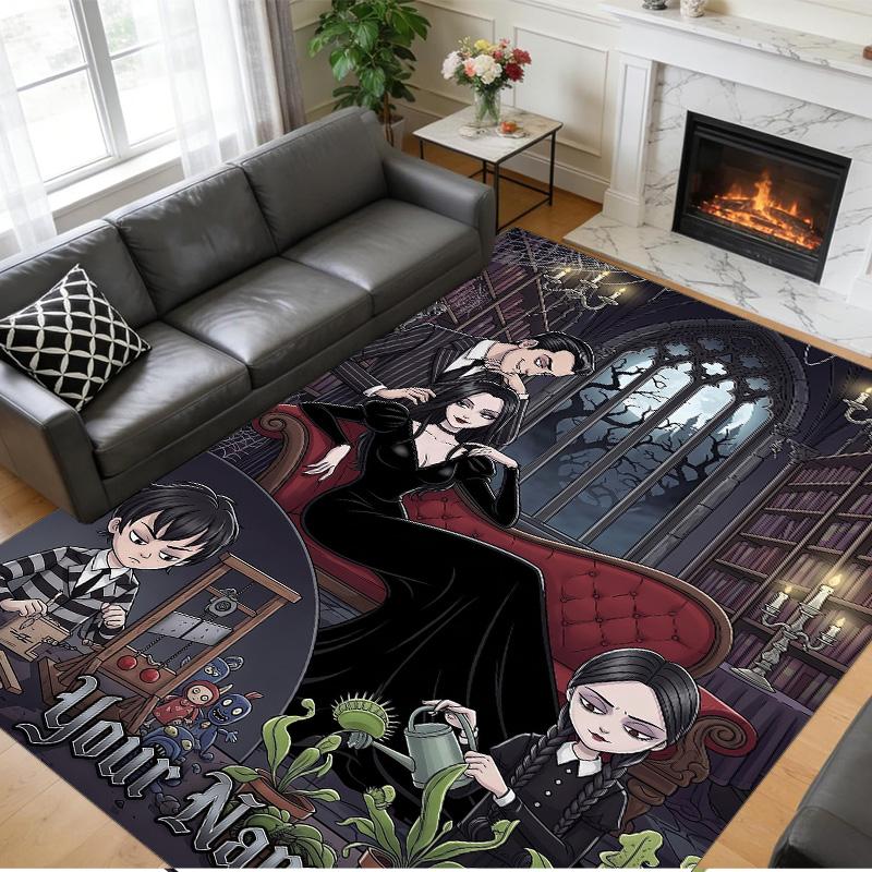 Crystal Velvet Rug Custom Name Text, Soft Non Slip Floor Mat Home DecorThe Addams Family