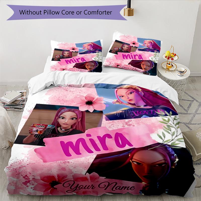 Mira's World Custom Name Text Print 1Pc Bedding Set Duvet Cover With Two Pillowcases Soft Bed Linen For Household Bedroom