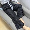 Damen-Blumen-Baumwoll-Seiden-Pyjama - Große Größen, Sommer, Leicht, Für draußen, Gerades Bein, Lockerer Schnitt