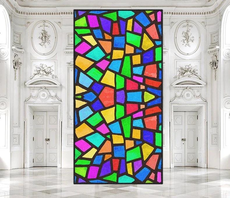

Customize Stained Glass Window Film Frosted Mosaic Grid Privacy Protection No Glue Decorative Bathroom Bedroom Kitchen Home 100x160cm