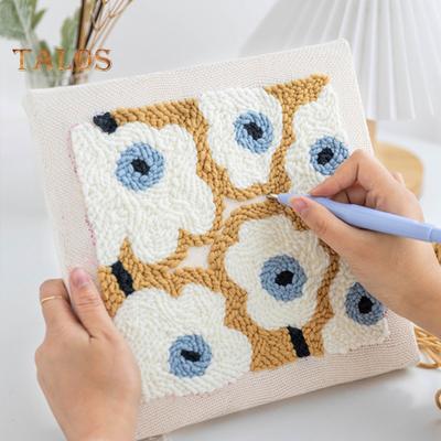 Punch Needle Kit Complete Punch Stitch Threads Needle Frame Floral Pattern Set DIY Punch Needle Kits for Adults Beginners