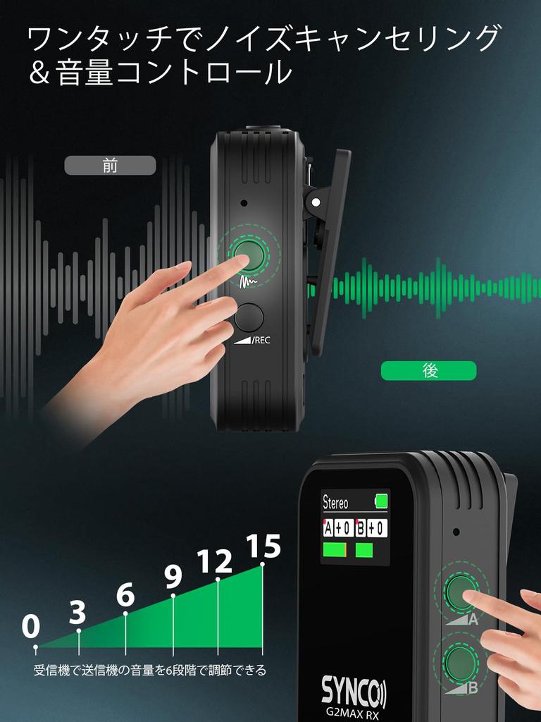 Wireless Pin SYNCO MAX 8GB Internal Noise Volume for YouTube Video Live and Online Compatible with SLR and Microphone, G2(A2) Memory, Cancellation,